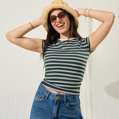 Monochrome Stripe Knit Polo