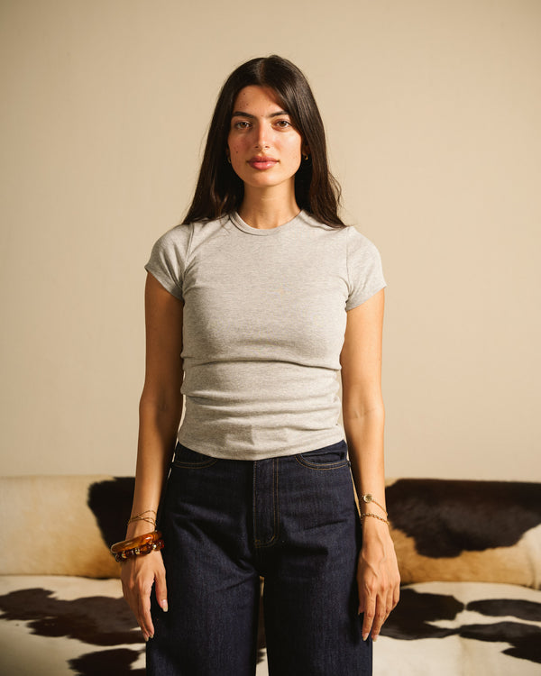 Heather Grey Basic Ribbed T-shirt
