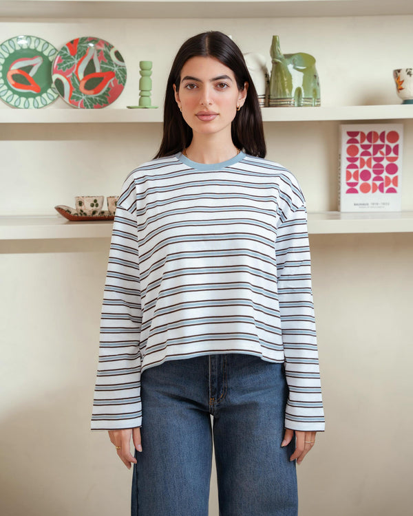 Cloud Cocoa Striped Long Sleeves T-shirt
