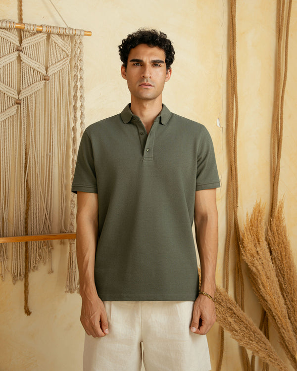 Olive Textured Polo