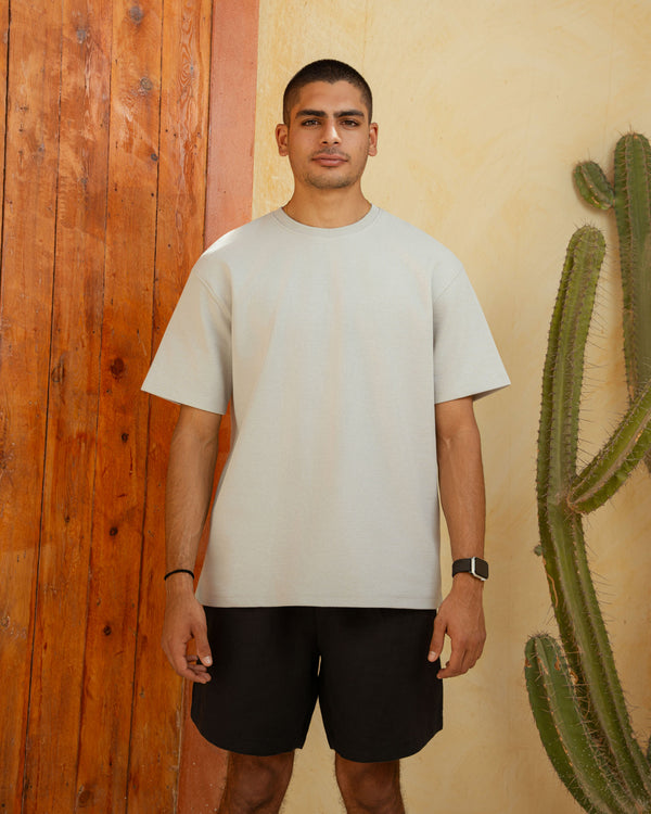 Silver Zigzag Oversized Textured T-shirt