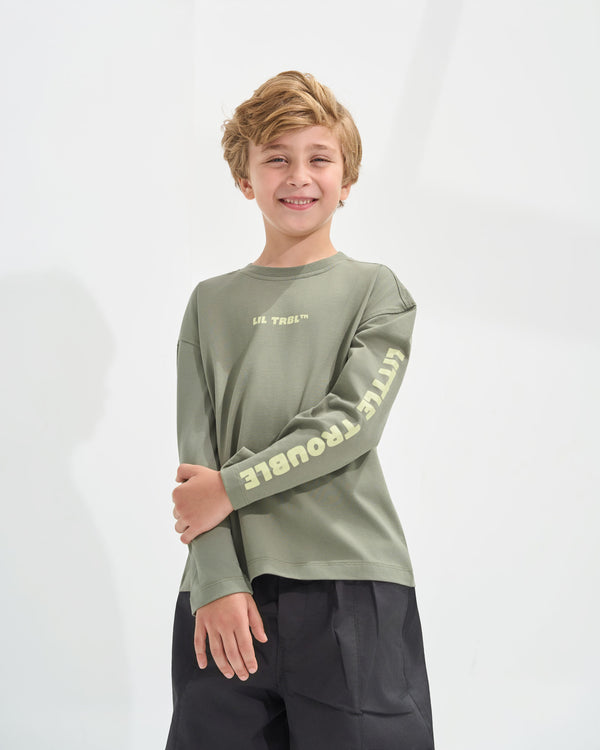 Olive Little Trouble Long Sleeves T-shirt