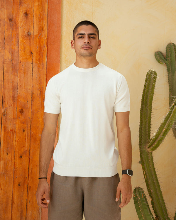 Offwhite Knit Round T-shirt