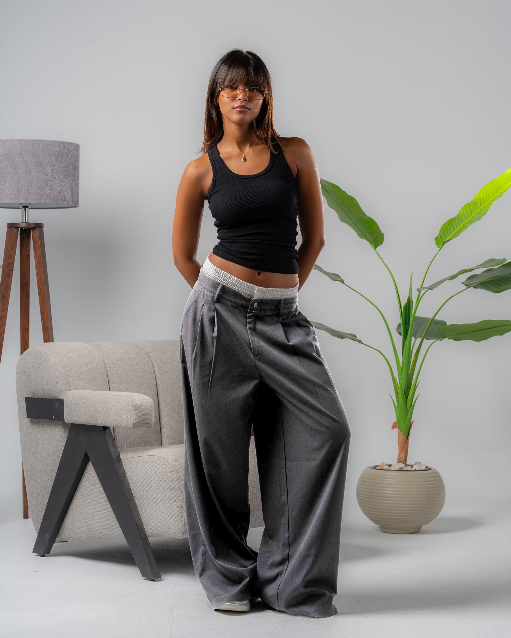 Grey Double Waist Wide leg pants – TOUCAN WEAR