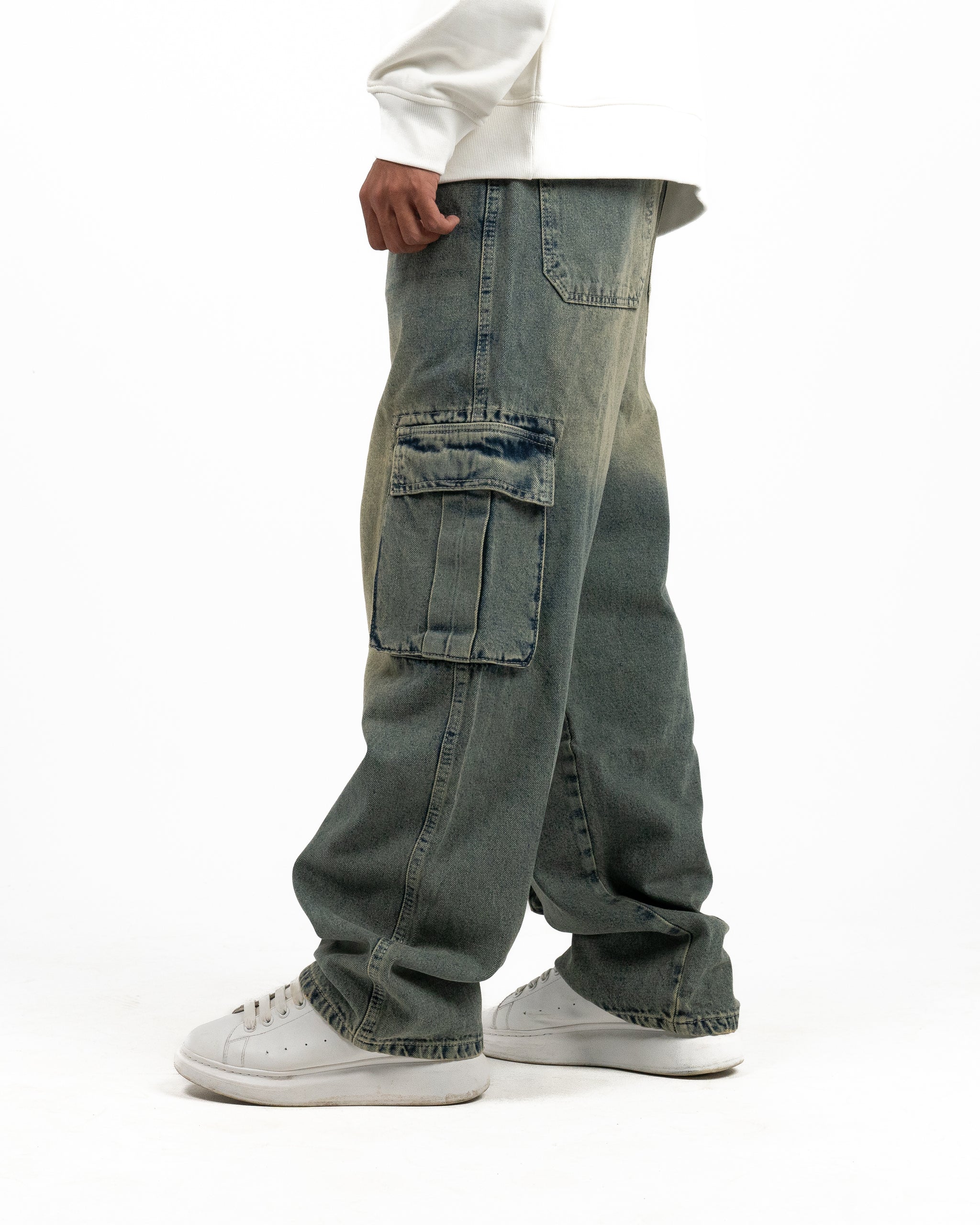 デニム・ジーパン HUECLOSET Carpender rivet cargo pants Vintage Cargo Denim Trousers With Pockets – TOUCAN WEAR