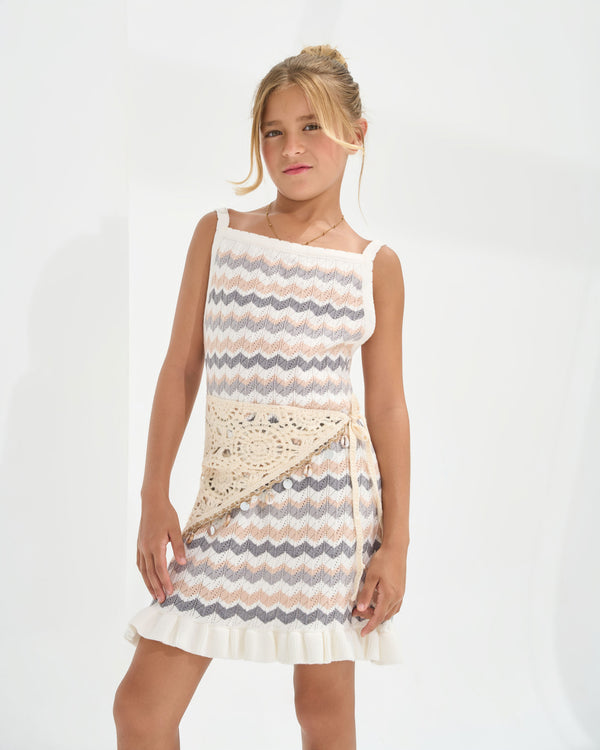 Peach Striped Knit Dress