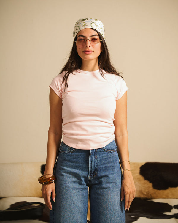 Pink Basic Ribbed T-shirt