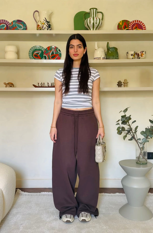 Brown Ultra Wide Balloon Sweatpants